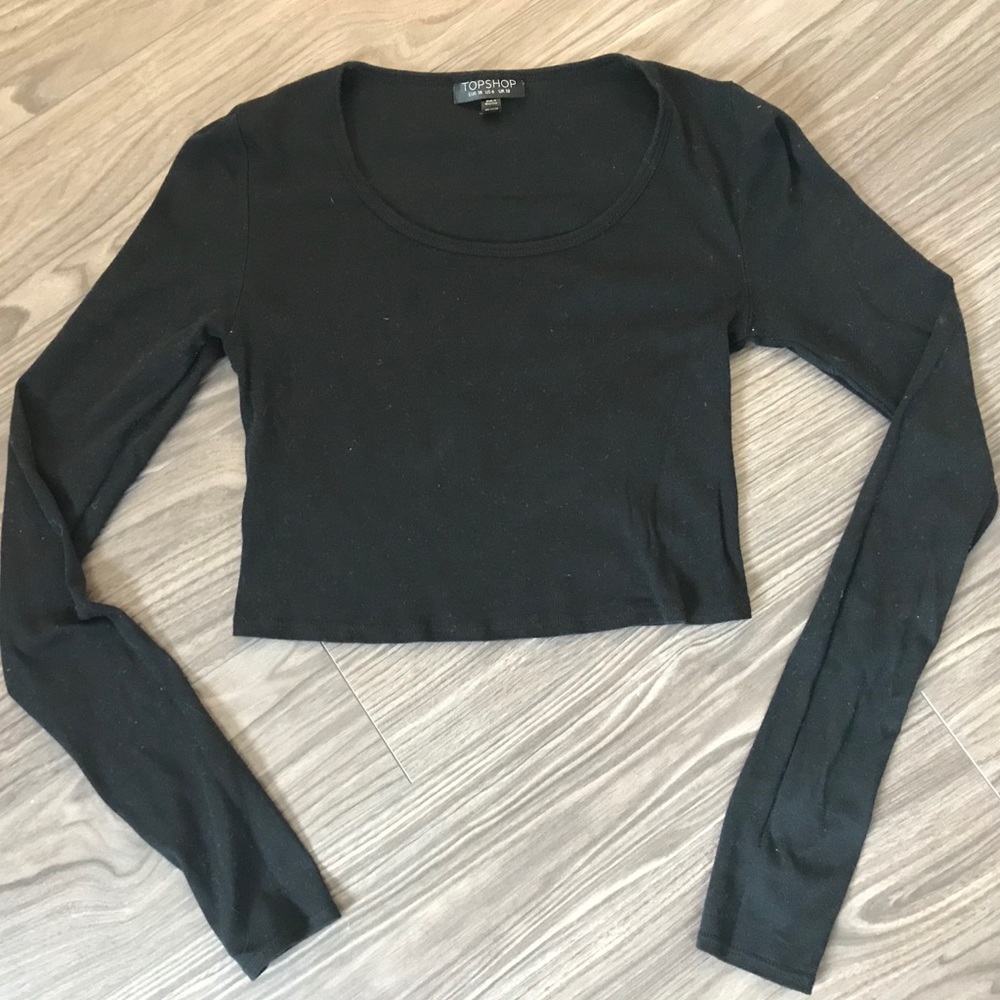 TOPSHOP long sleeved black crop top